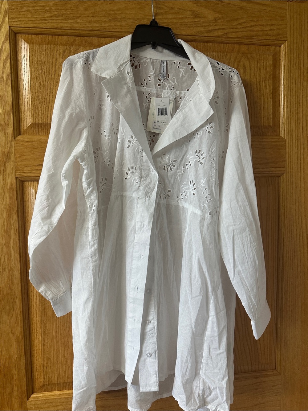 White Eyelet Button-Front Tunic